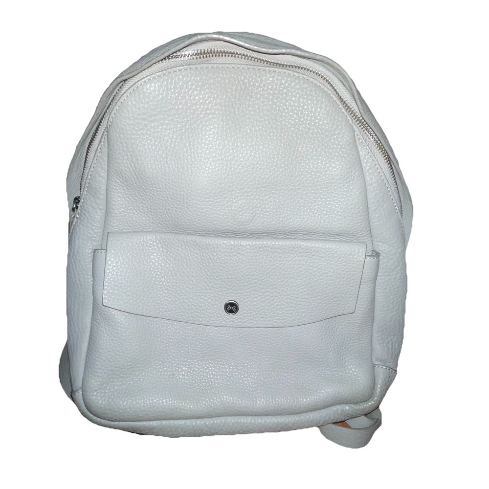Skagen Kroyer Light Grey Leather Backpack Unisex Travel Work Casual Shopping